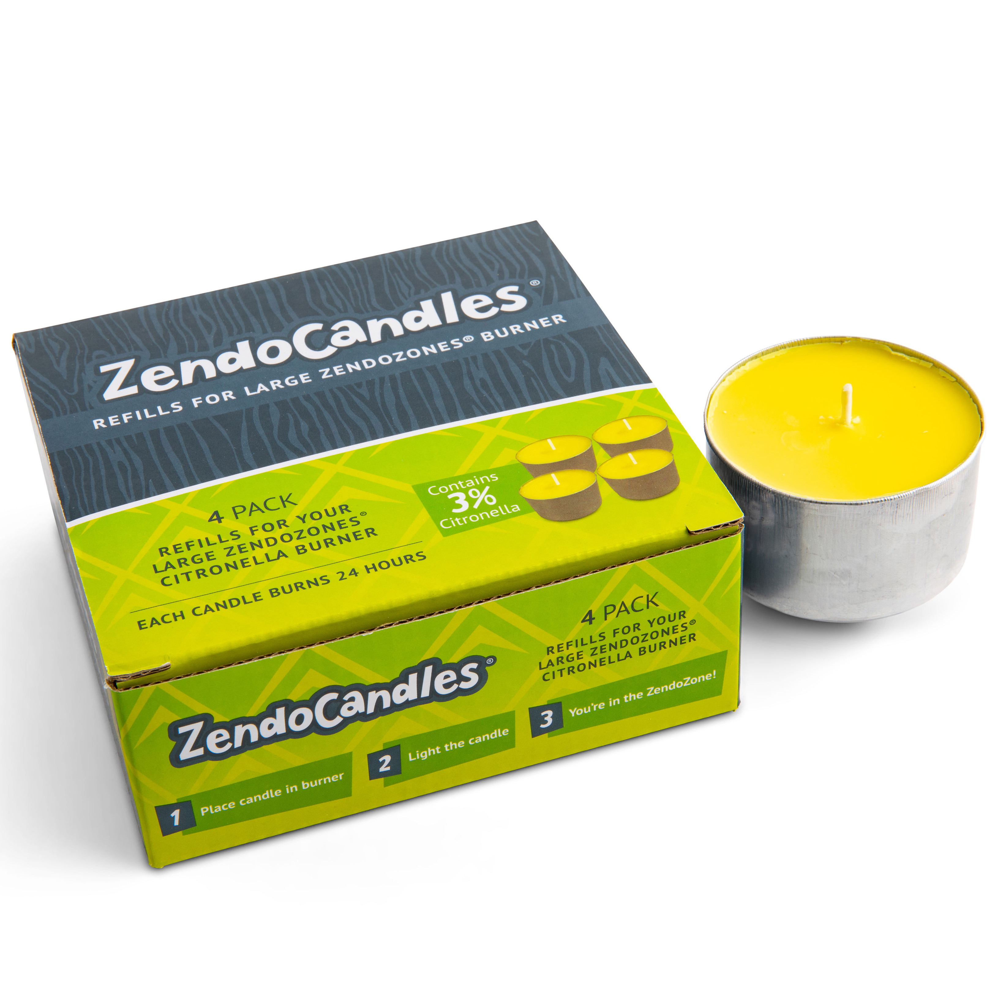 ZendoZones® Citronella candles large, 4-pak