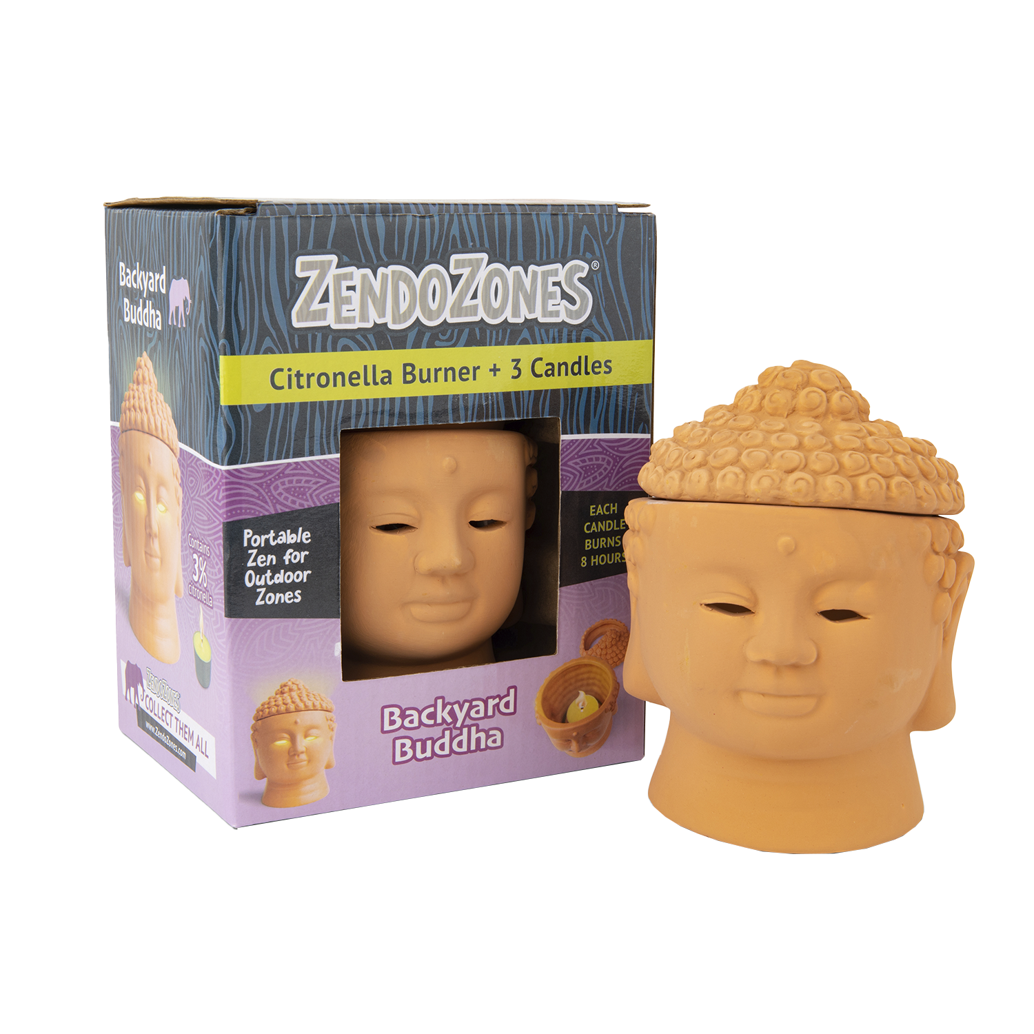 ZendoZones® Lantern & Citronella candle, Backyard Buddha