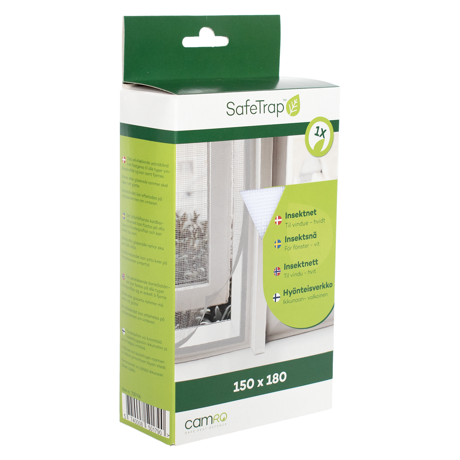 SafeTrap Insektnet til vindue, 180x150, hvid