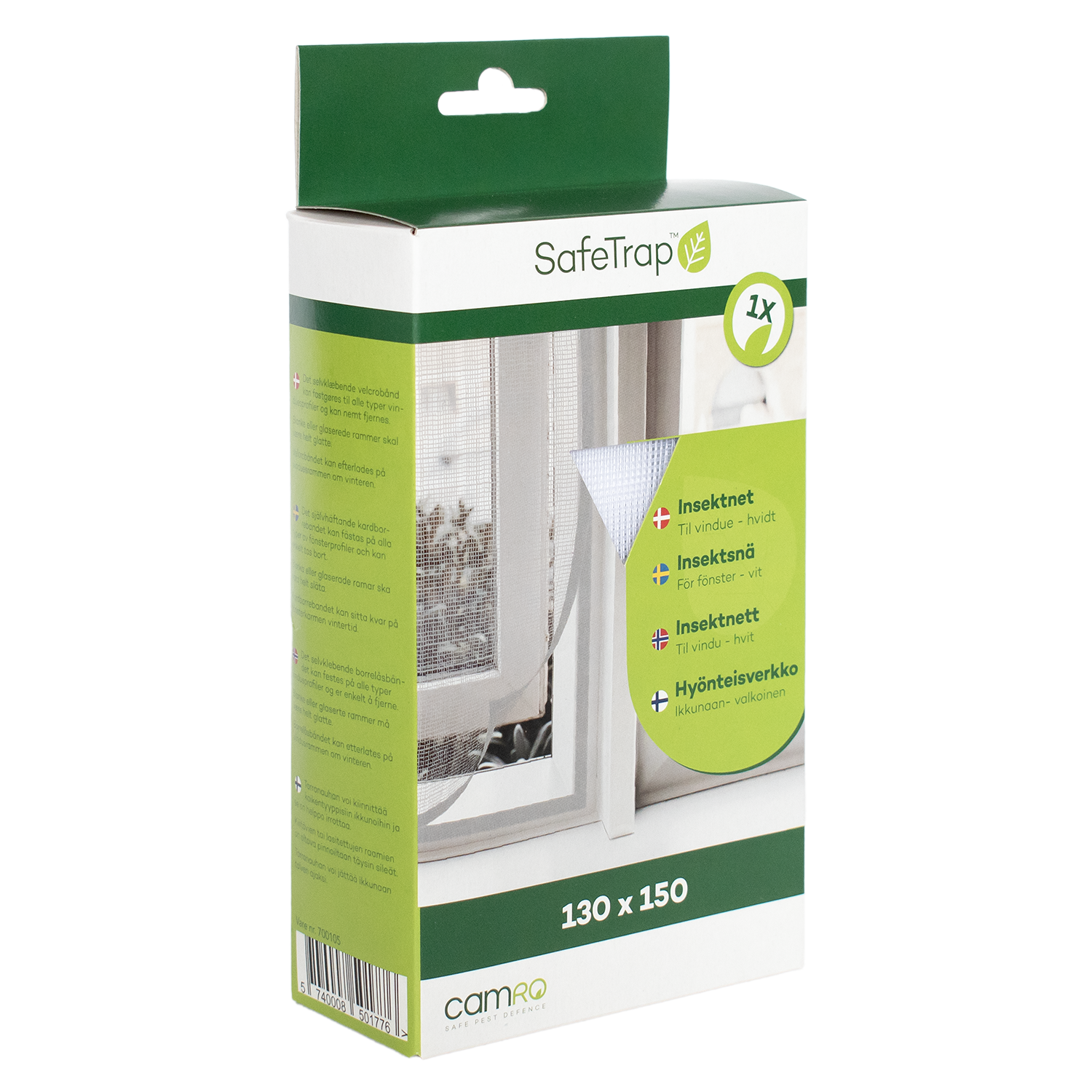 SafeTrap Insektnet til vindue, 130x150, hvid